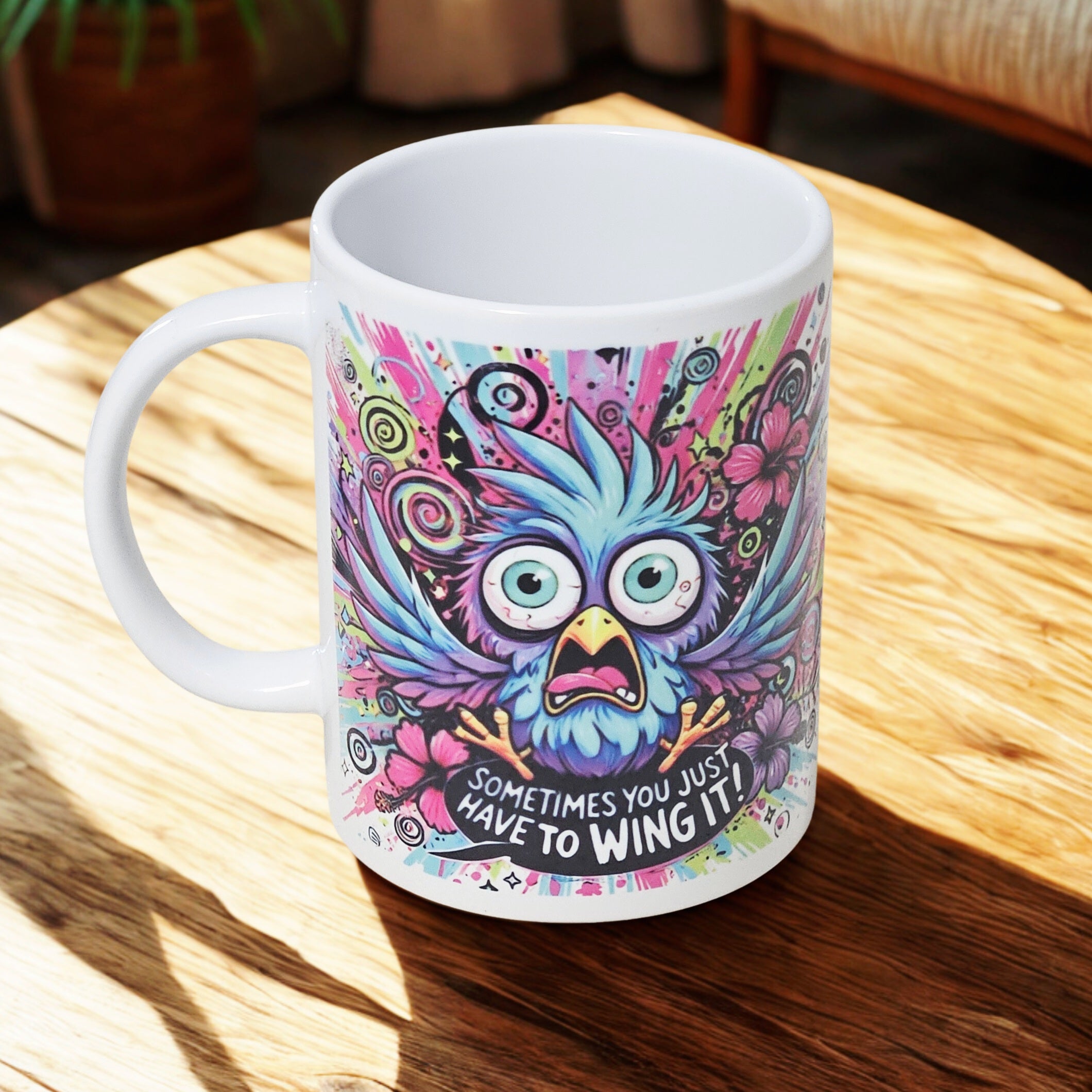 Sarcastic wing it bird 15oz coffee mug new humorous