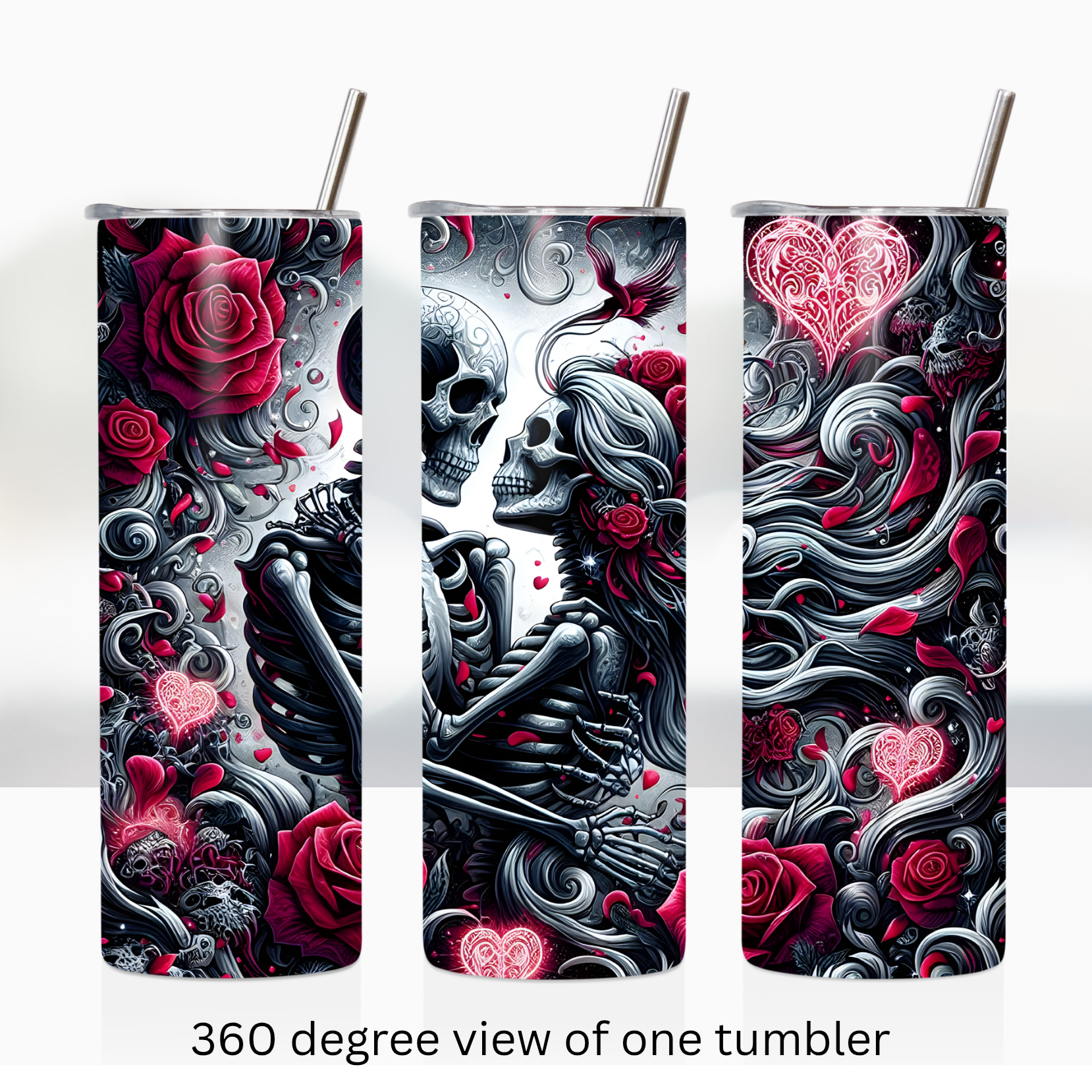 Skeleton couple romance love 20oz stainless steel insulated tumbler drinkware