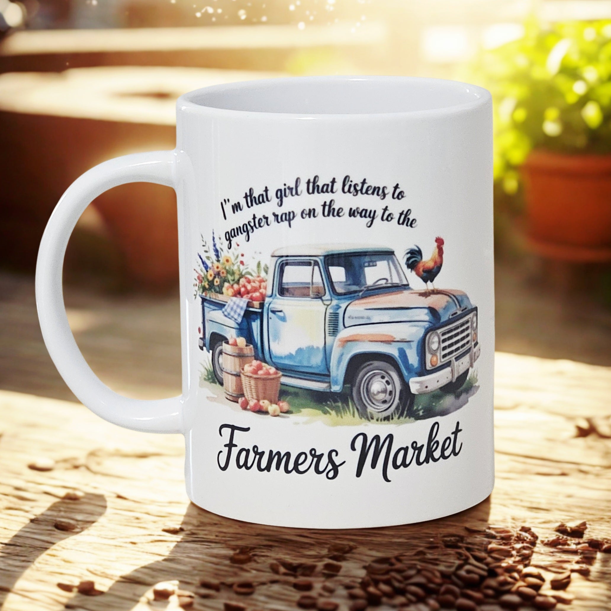 Farmers market girl 15oz coffee mug new novelty cup