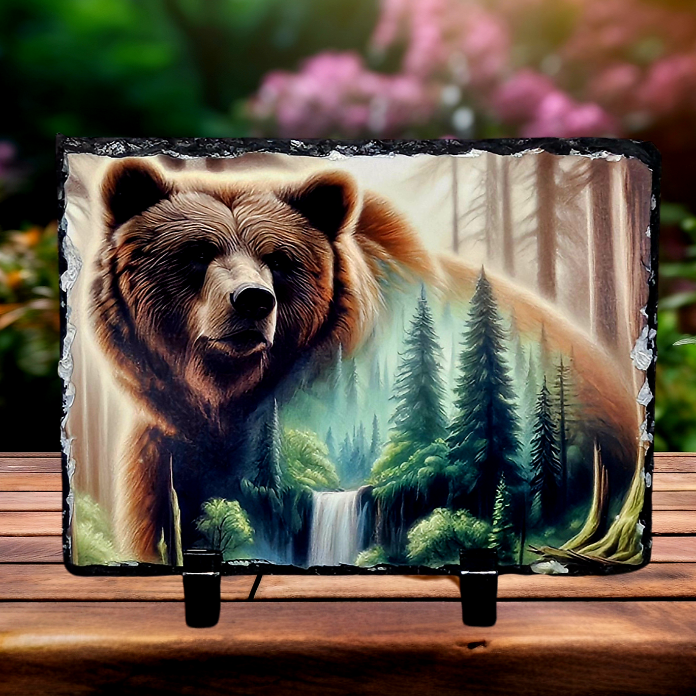Slate Majestic bear picture home decor new hand-crafted