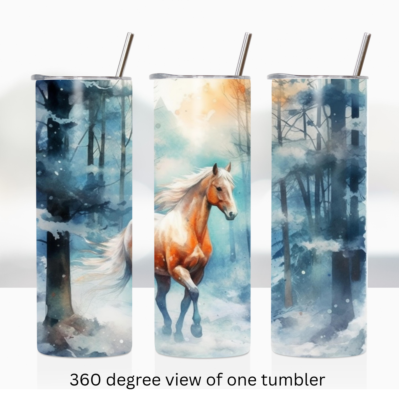 Watercolor horse 20oz stainless steel insulated tumbler drinkware travel cup water bottle
