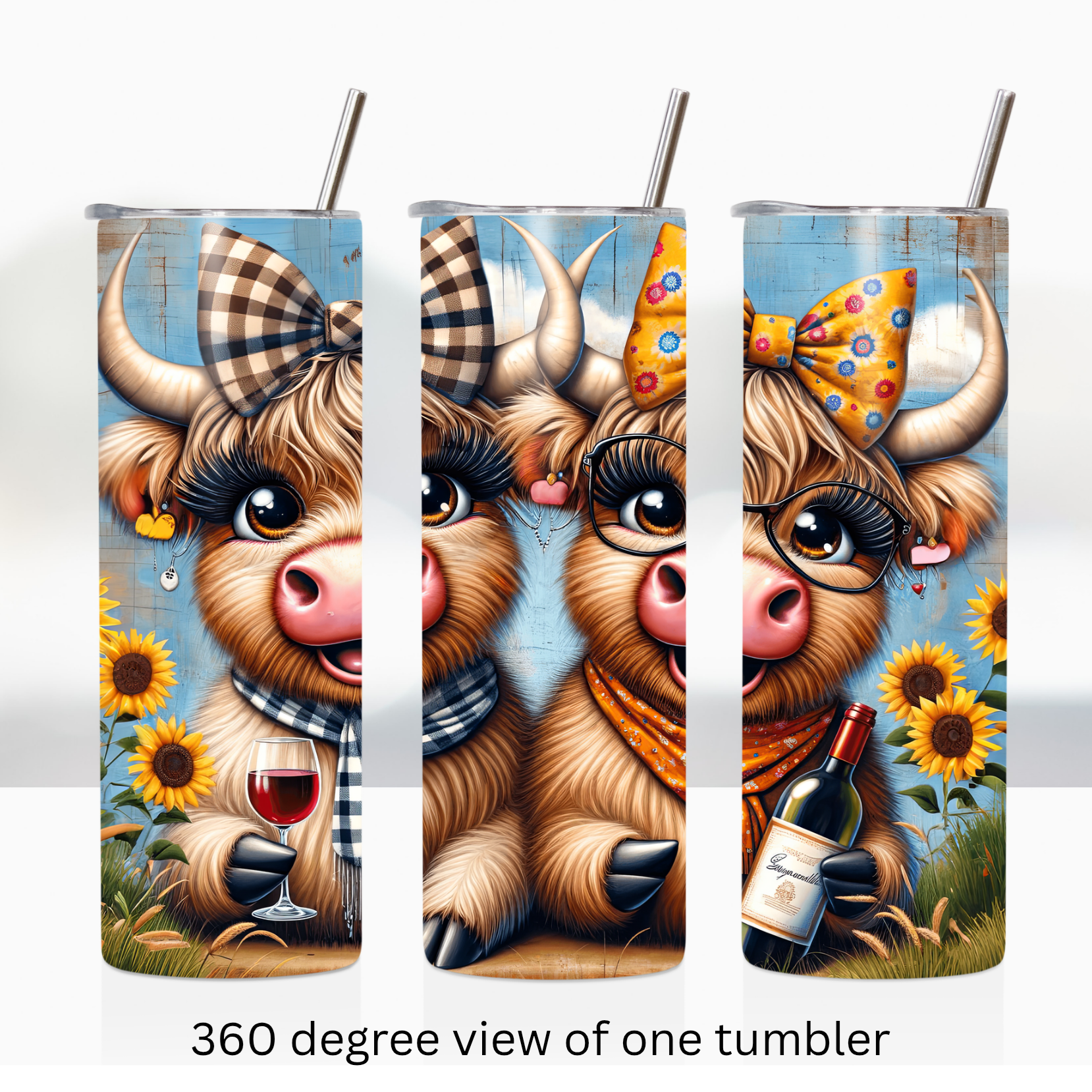 Highland cow besties friends 20oz stainless steel insulated tumbler drinkware