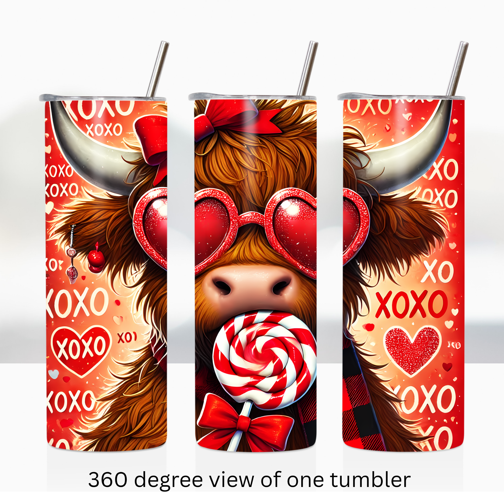Highland cow love 20oz stainless steel insulated tumbler drinkware valentine