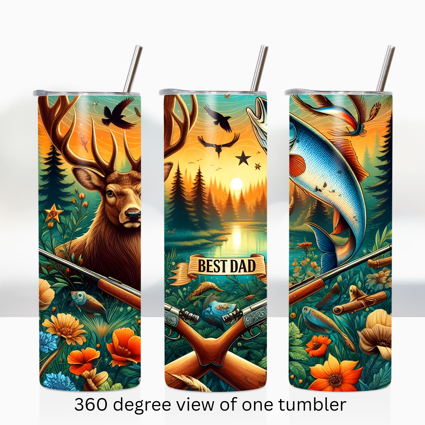 Best Dad fishing hunting 20oz stainless steel insulated tumbler drinkware