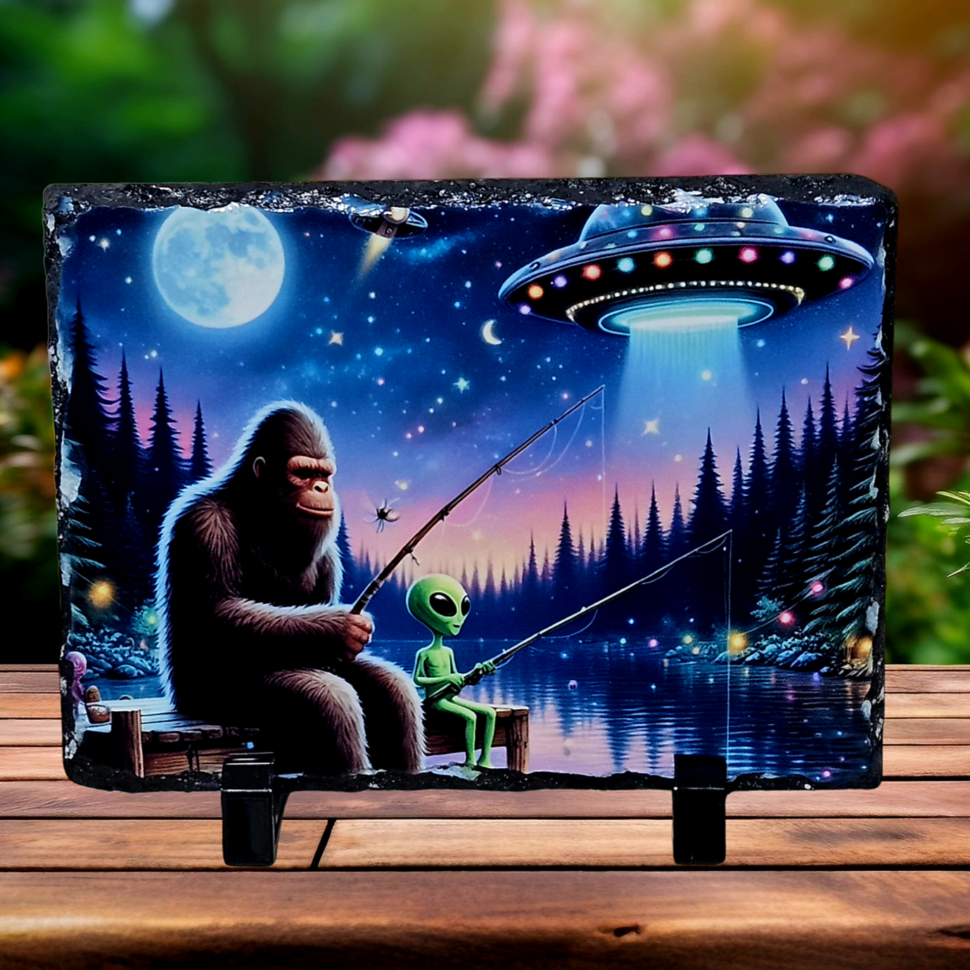 Slate sasquatch alien ufo picture home decor