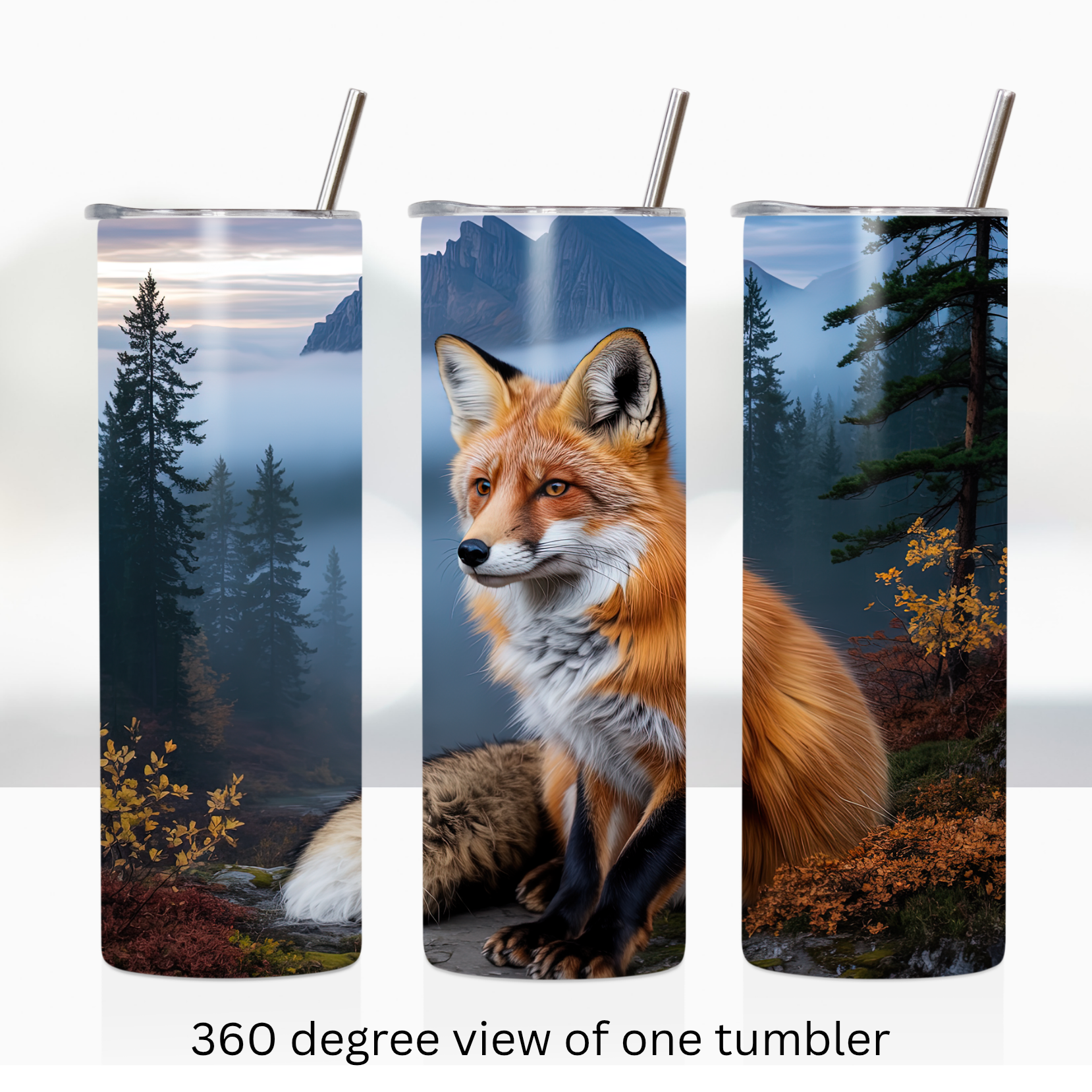 Woodland fox 20oz stainless steel insulated tumbler drinkware