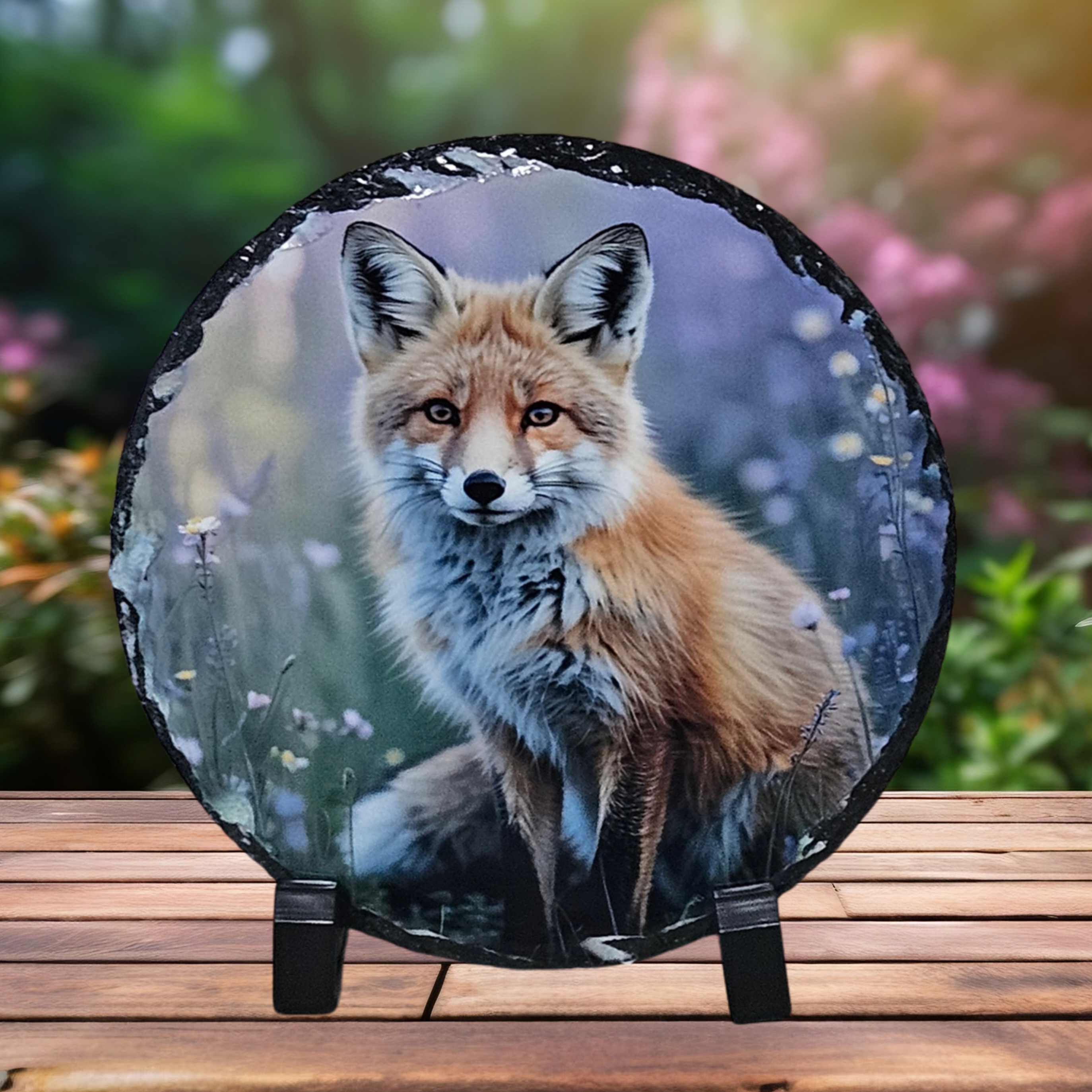Slate wildflower fox picture home decor new