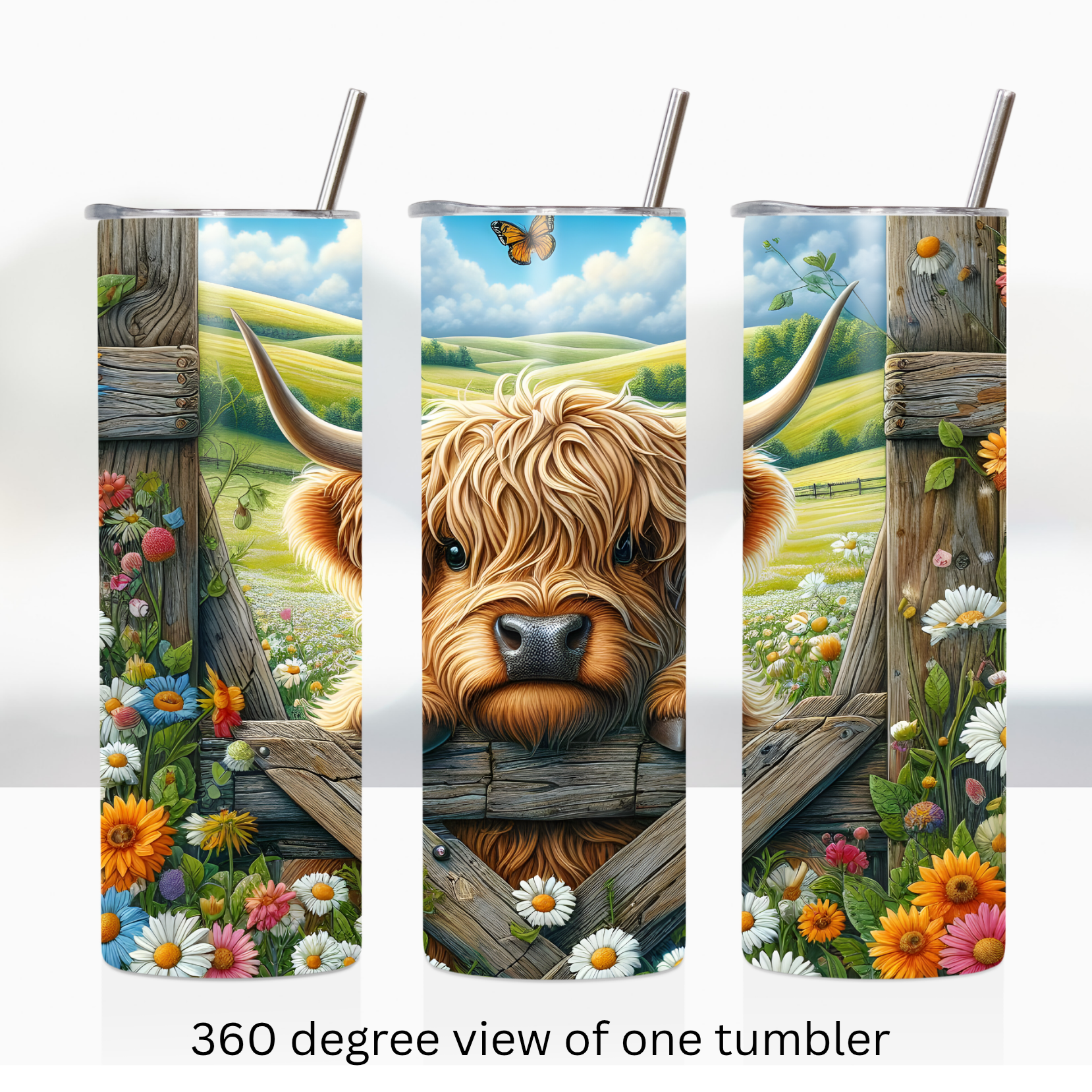 Highland cow spring 20oz stainless steel insulated tumbler drinkware