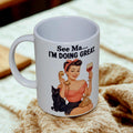 Sarcastic single retro girl cat 15oz coffee mug new