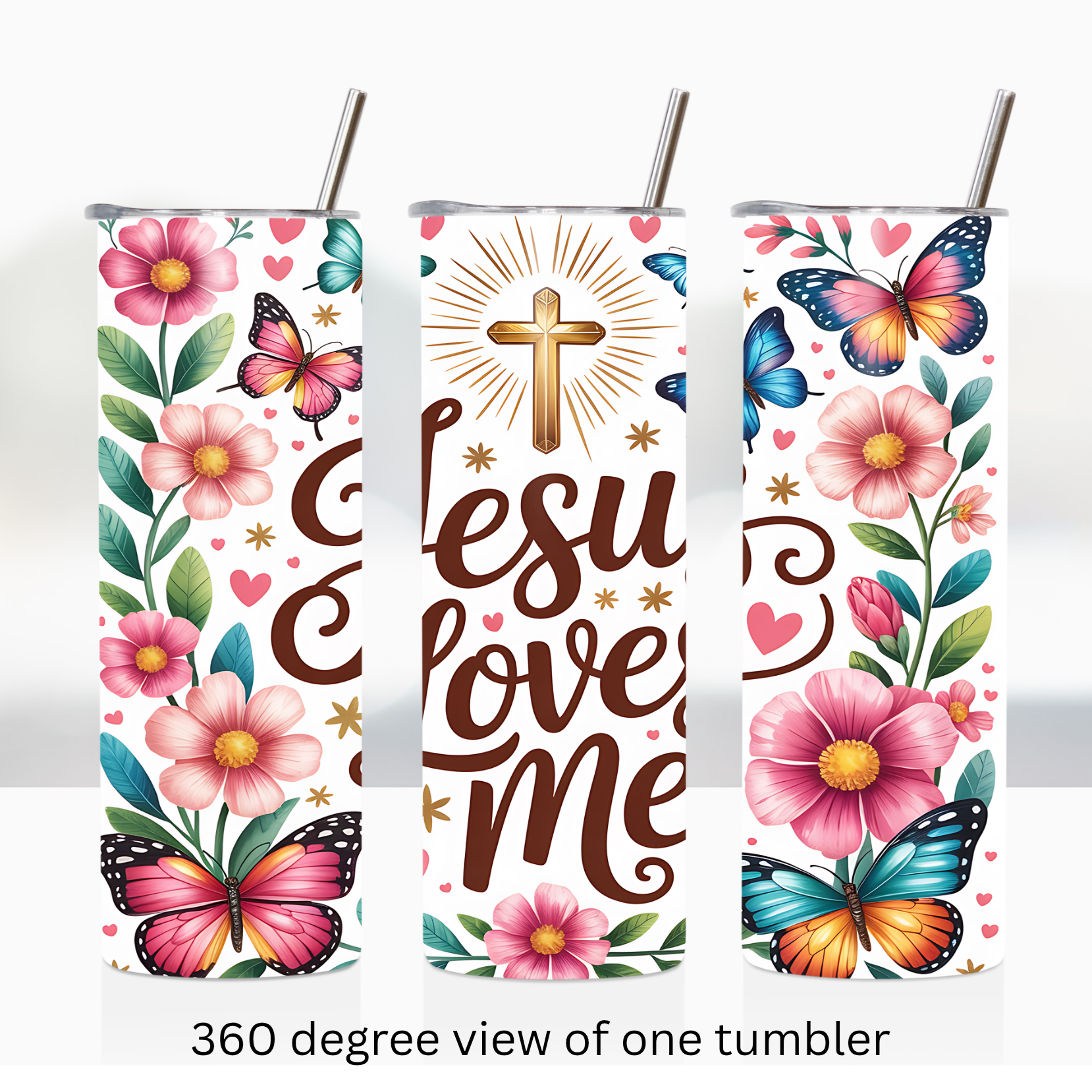 Jesus 20oz stainless steel insulated tumbler drinkware religious Christianity quote