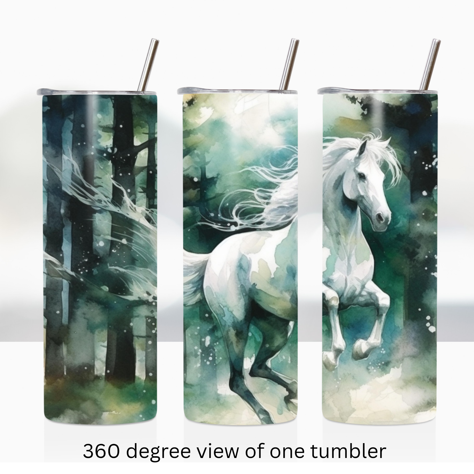 Watercolor horse 20oz stainless steel insulated tumbler drinkware travel cup water bottle