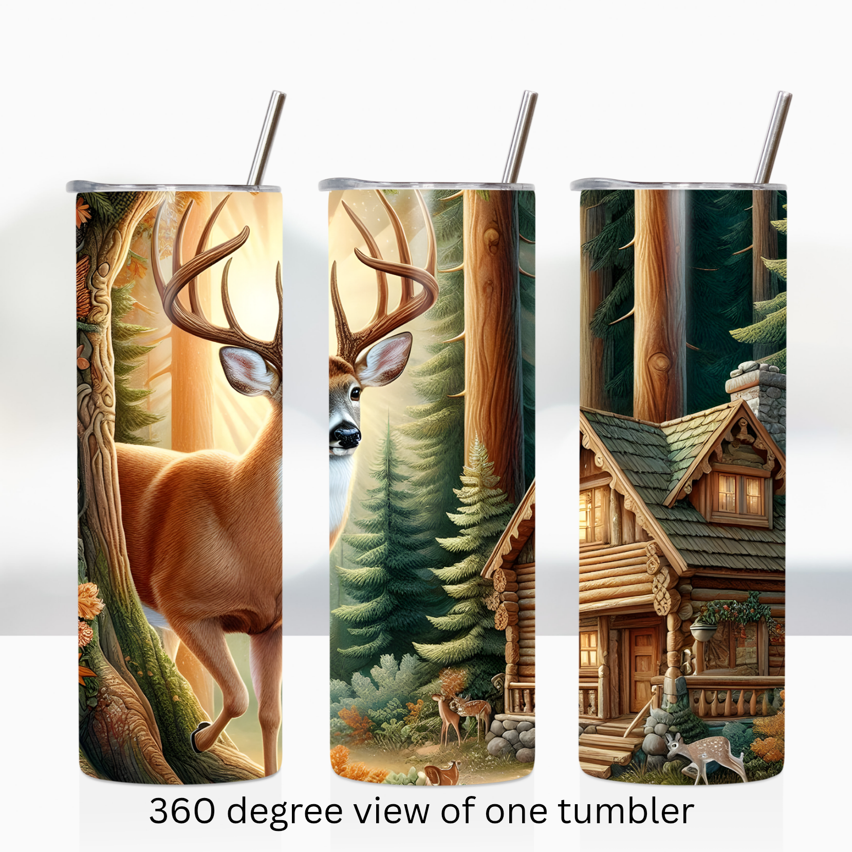 Woodland forest deer 20oz stainless steel insulated tumbler drinkware