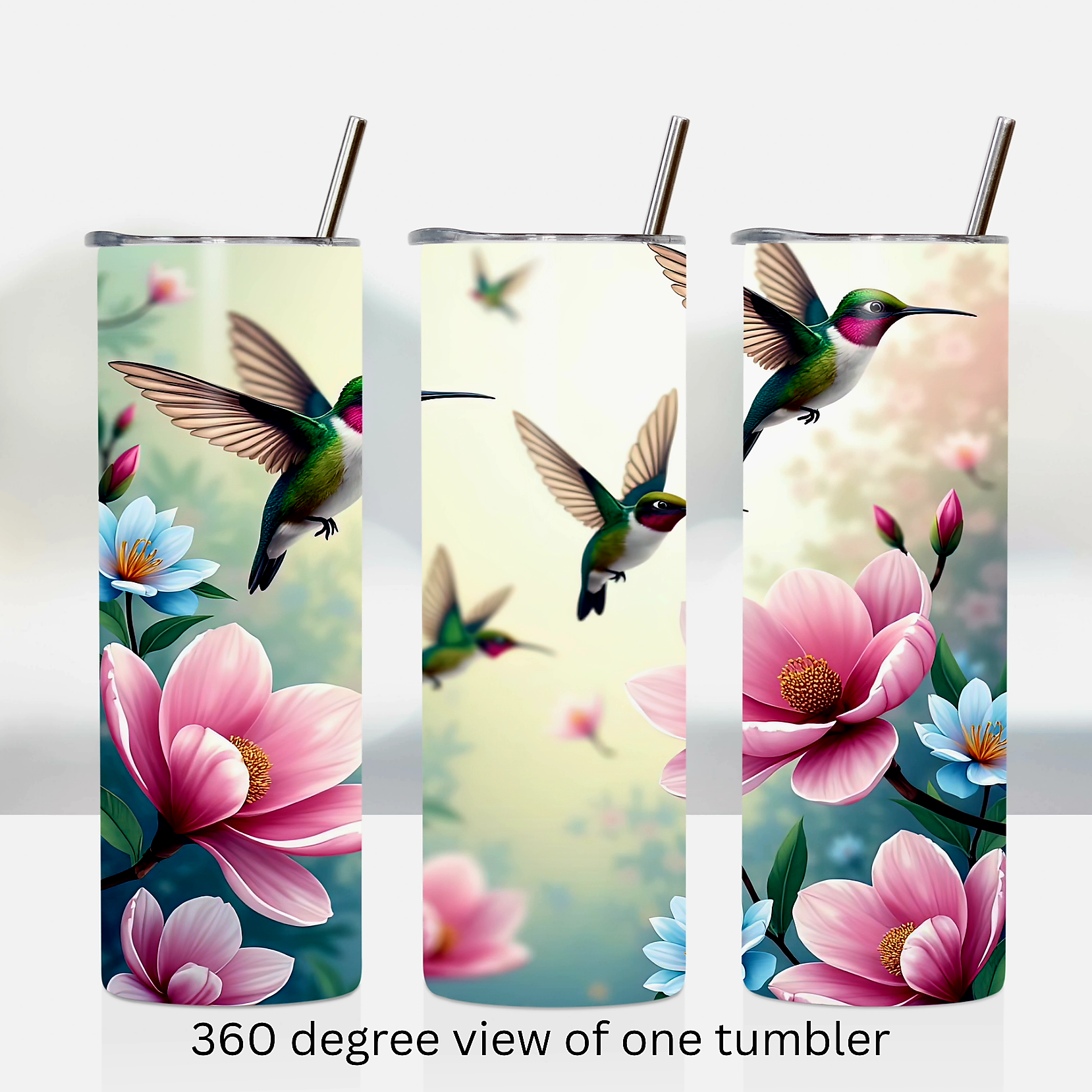 Floral hummingbird 20oz stainless steel insulated tumbler drinkware