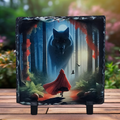 Slate big bad wolf red riding hood picture home decor piece