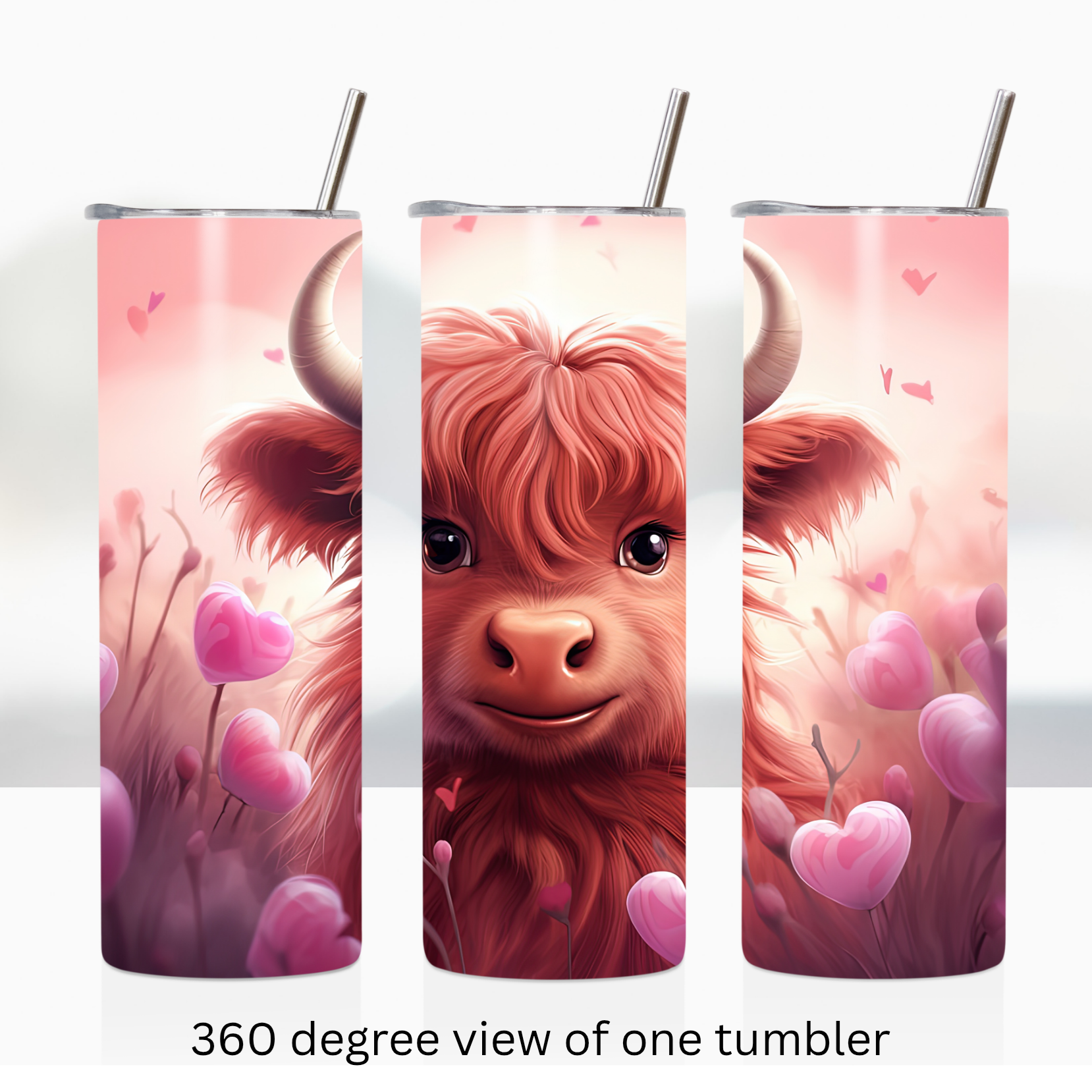 Highland cow love 20oz stainless steel insulated tumbler drinkware valentine