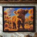 Highland cow floral spring decor 8x10 inch print wall art home decor