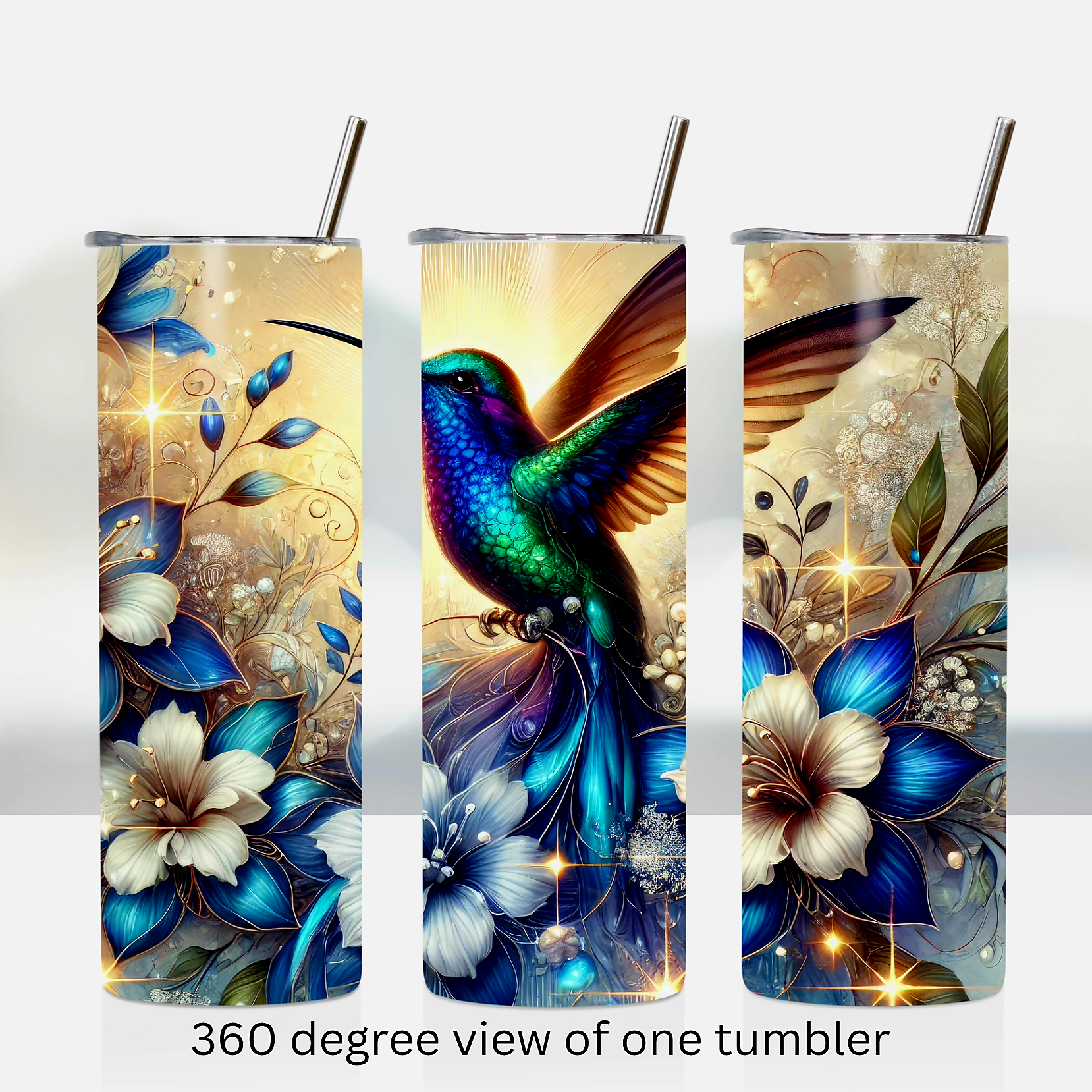 Floral hummingbird 20oz stainless steel insulated tumbler drinkware