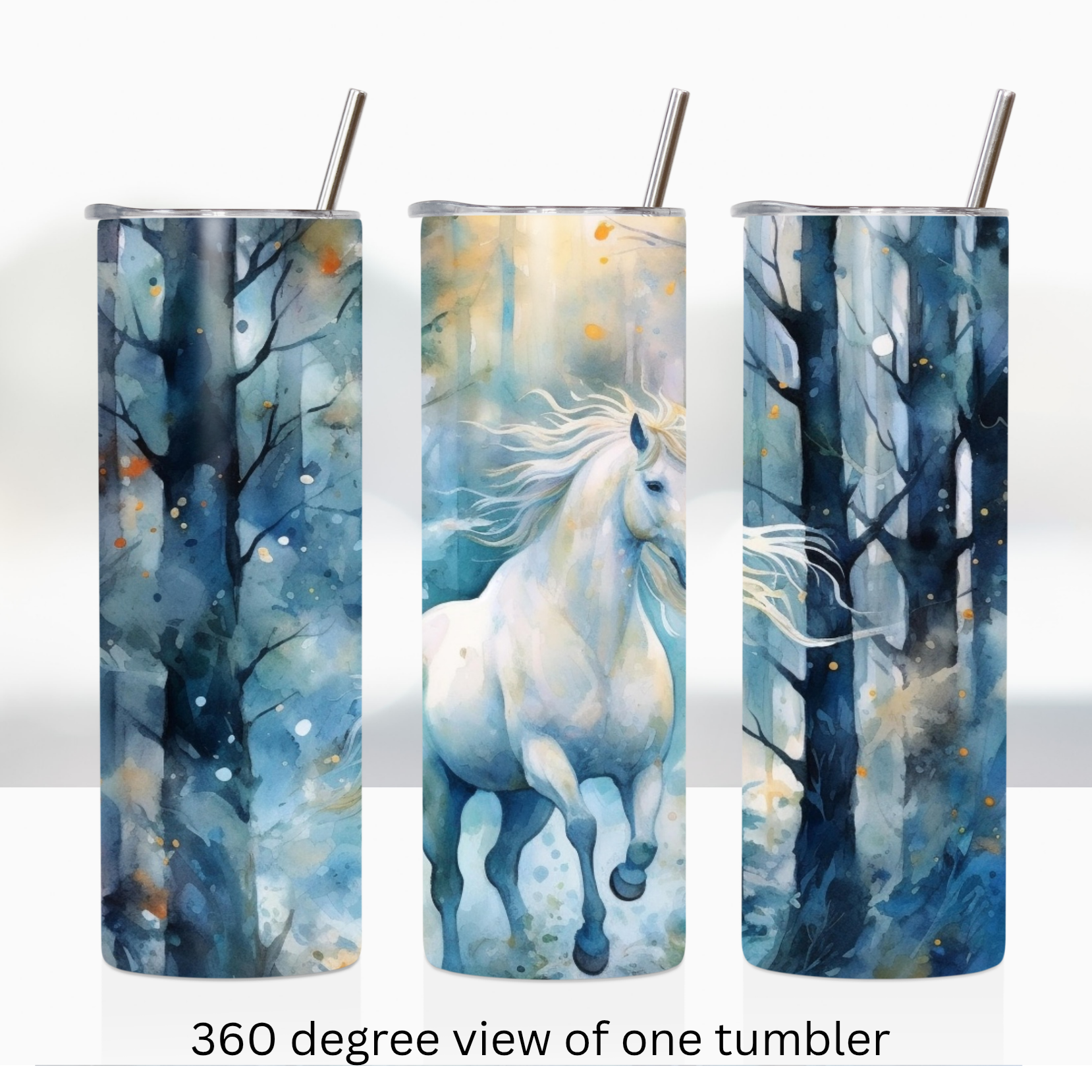 Watercolor horse 20oz stainless steel insulated tumbler drinkware travel cup water bottle