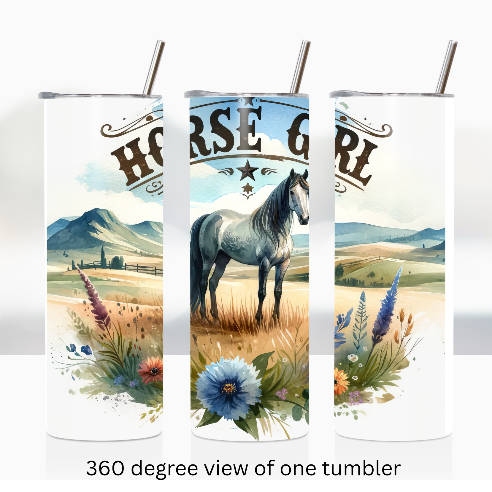 Horse girl 20oz stainless steel insulated tumbler drinkware travel cup water bottle