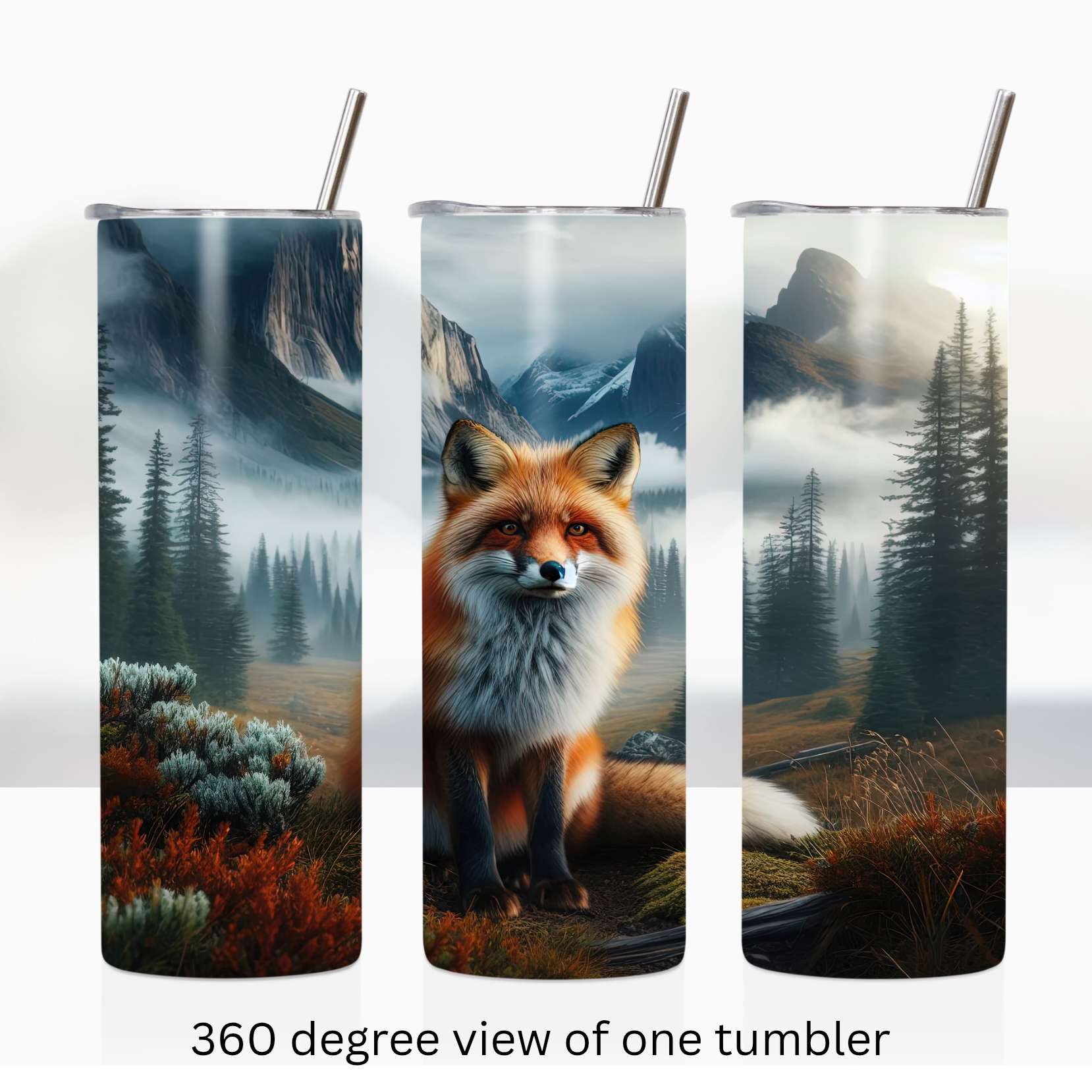 Autumn forest fox 20oz stainless steel insulated tumbler drinkware