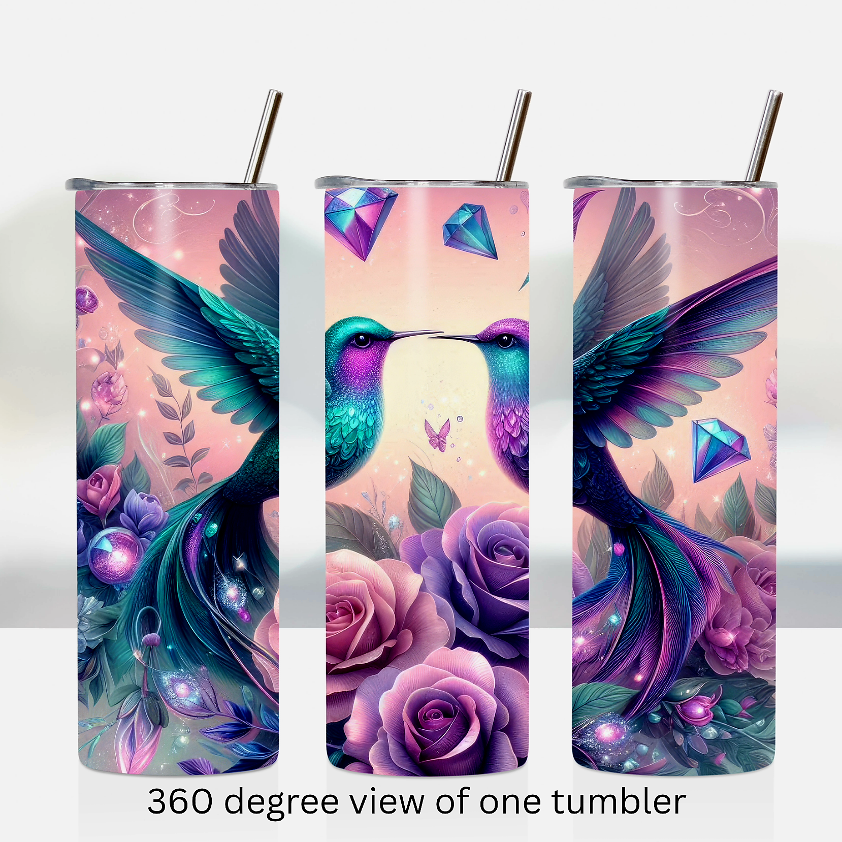 Floral hummingbird 20oz stainless steel insulated tumbler drinkware