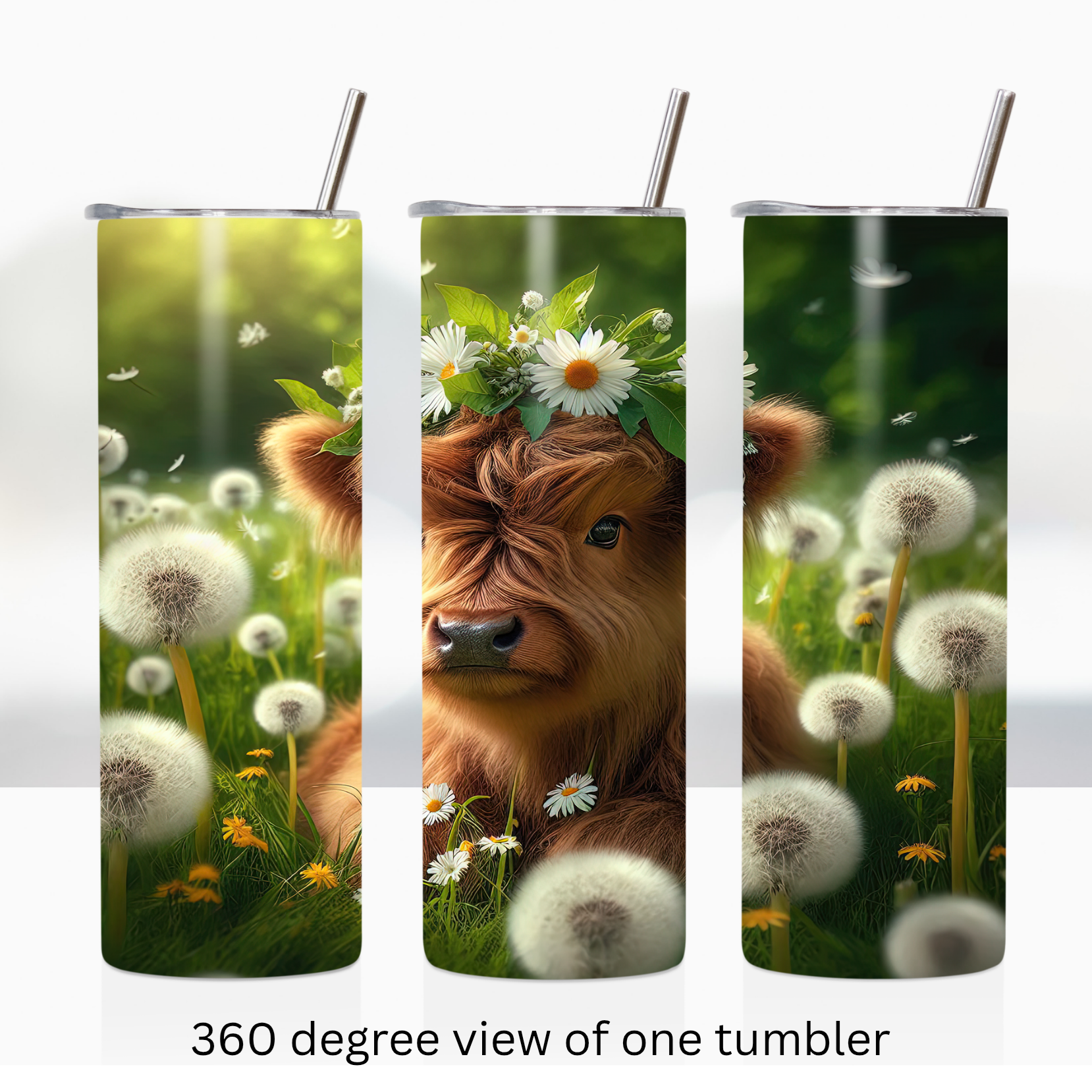 Highland cow spring 20oz stainless steel insulated tumbler drinkware