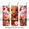 Highland cow love 20oz stainless steel insulated tumbler drinkware valentine