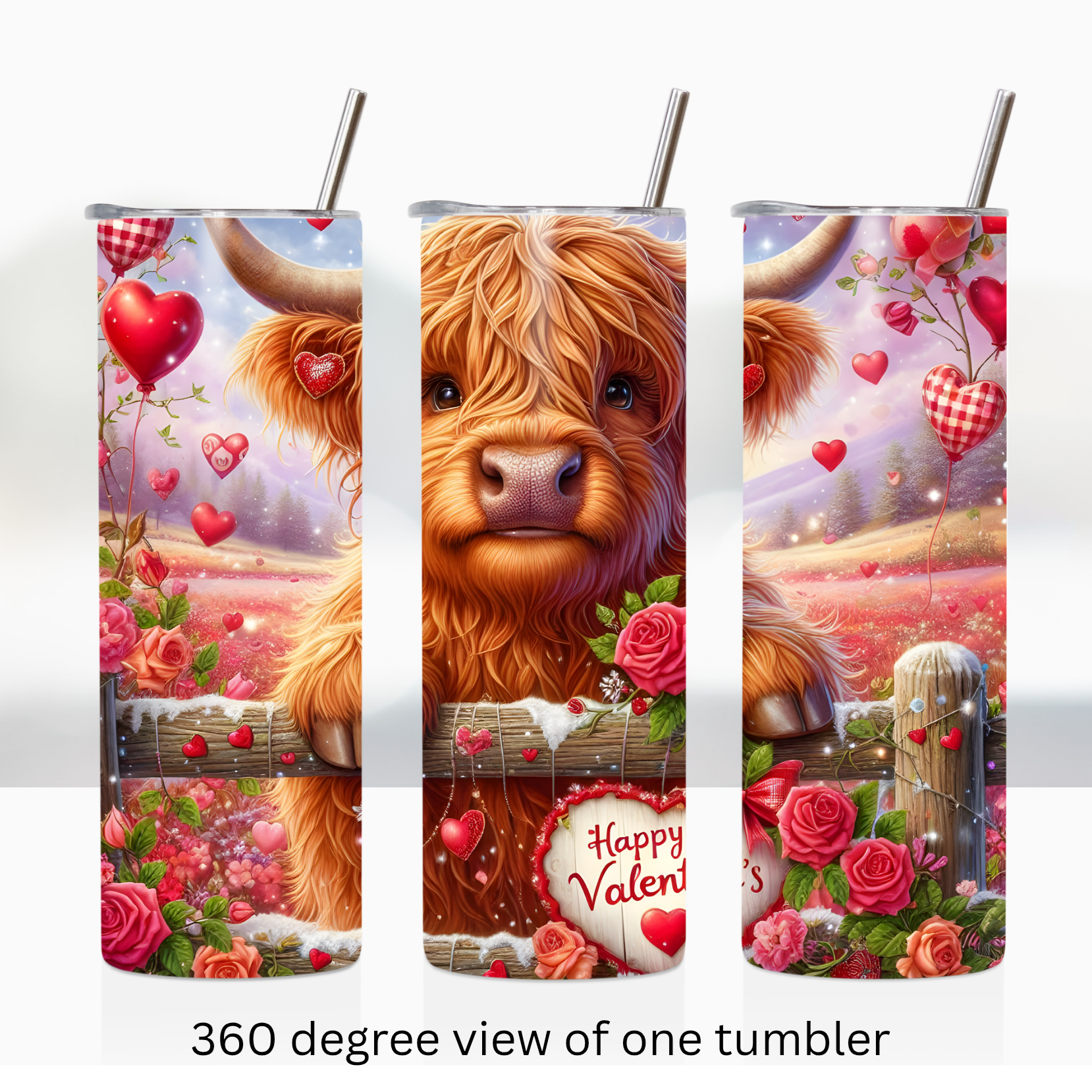 Highland cow love 20oz stainless steel insulated tumbler drinkware valentine
