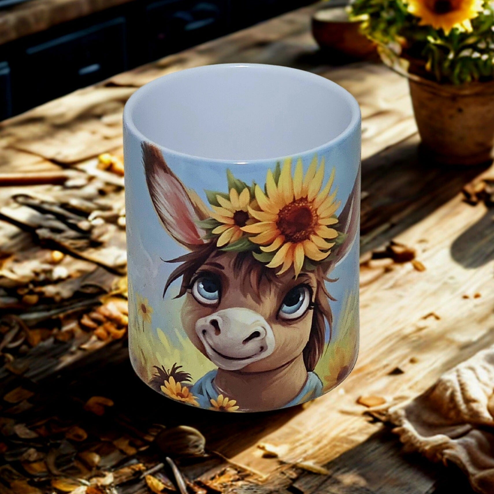 Donkey sunflower 15oz coffee mug new novelty cup