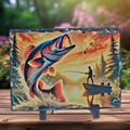 Slate fly fishing sunset picture home decor wildlife