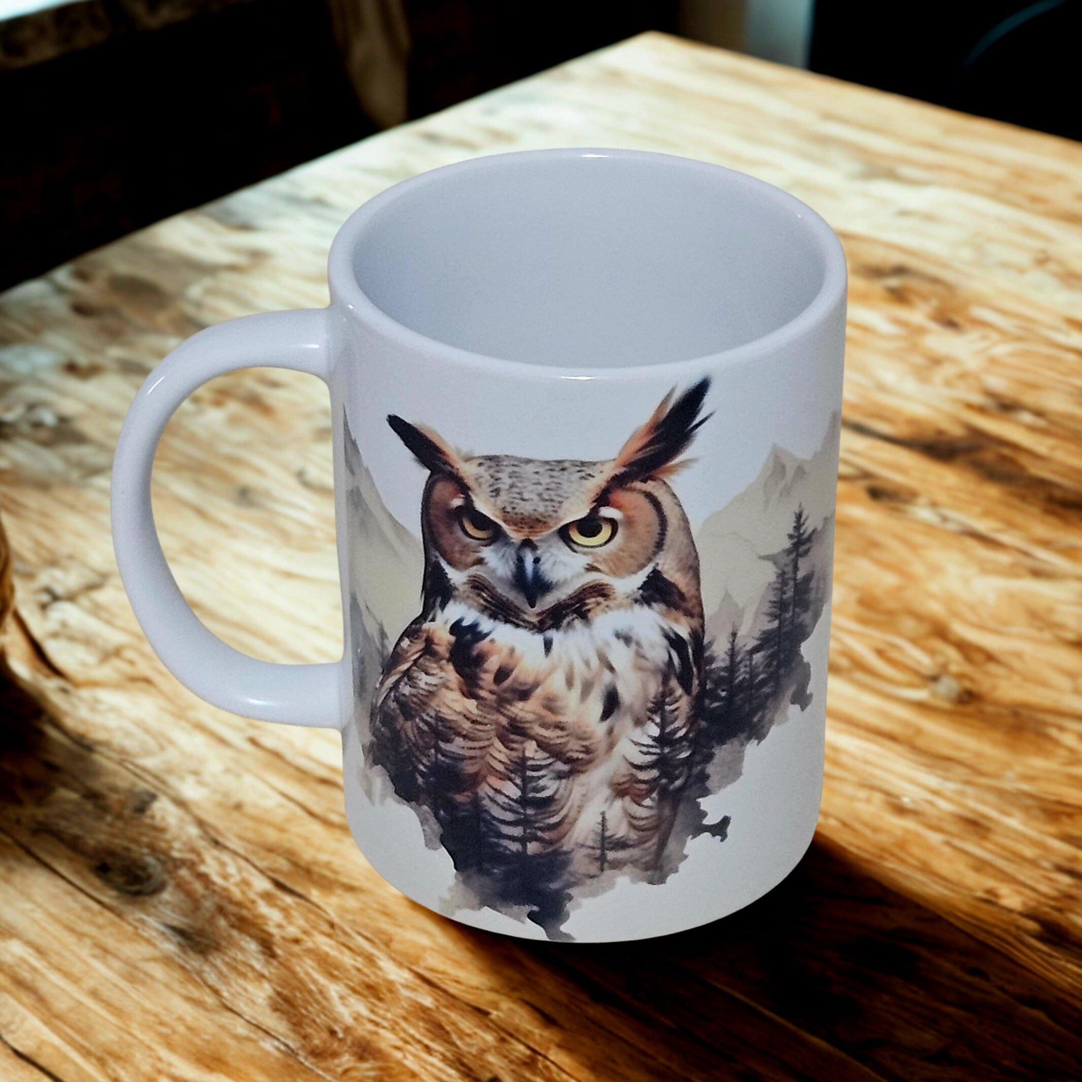 Woodland owl 15oz coffee mug new novelty cup wildlife