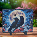 Slate raven couple moon picture home decor
