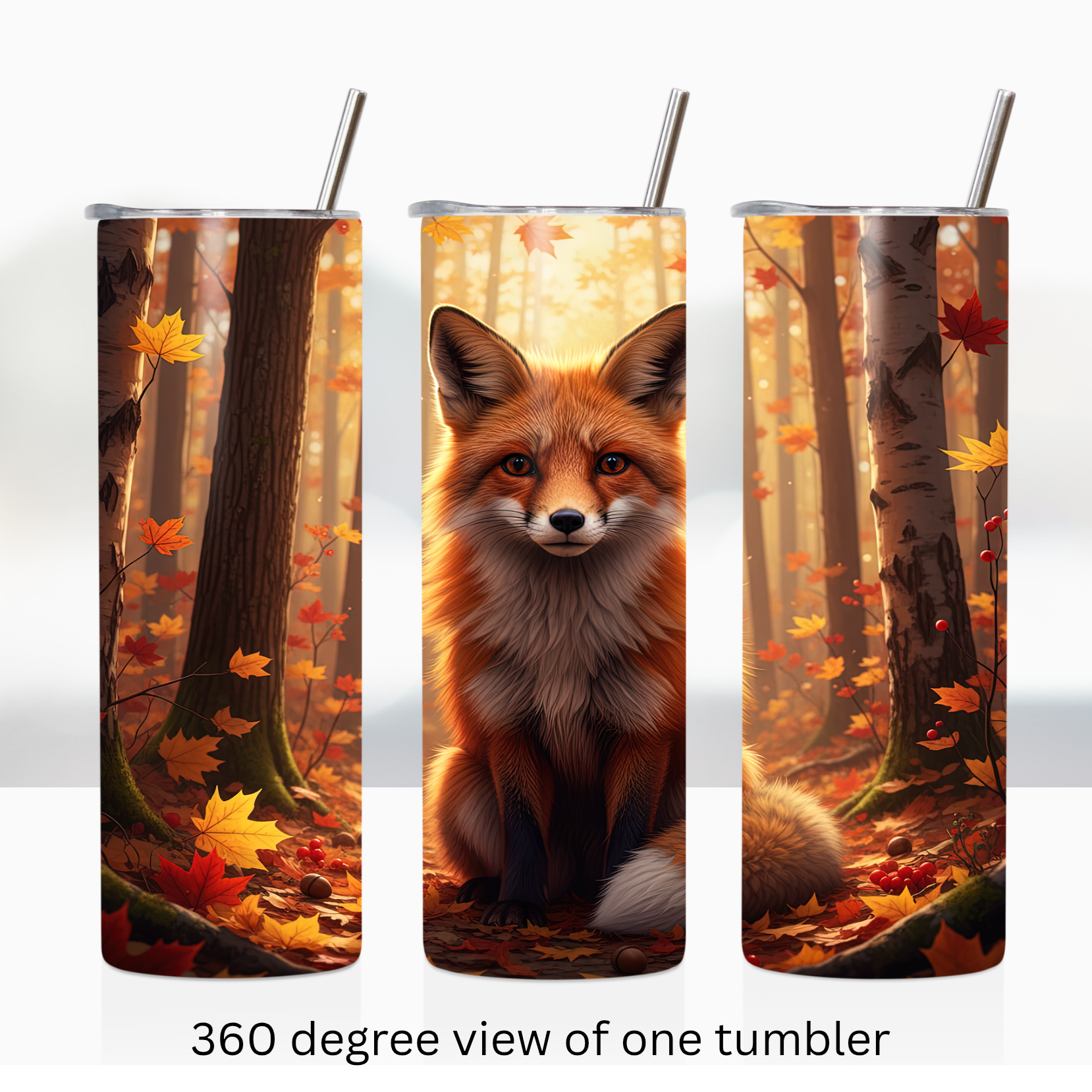 Autumn forest fox 20oz stainless steel insulated tumbler drinkware