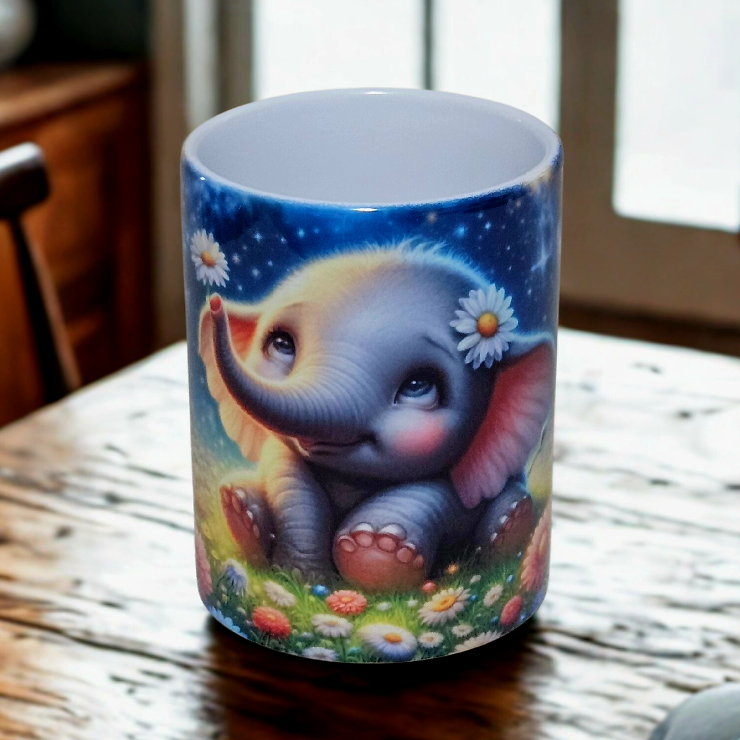 Whimsical baby elephant 15oz coffee mug new novelty cup