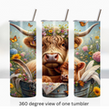 Highland cow spring 20oz stainless steel insulated tumbler drinkware