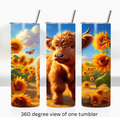 Highland cow sunflower spring 20oz stainless steel insulated tumbler drinkware