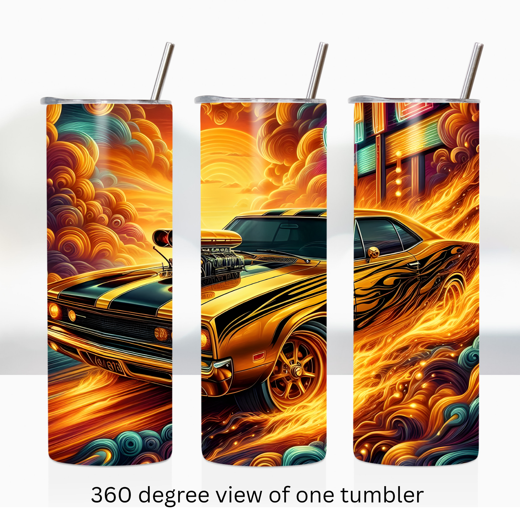 Classic muscle car 20oz stainless steel insulated tumbler drinkware