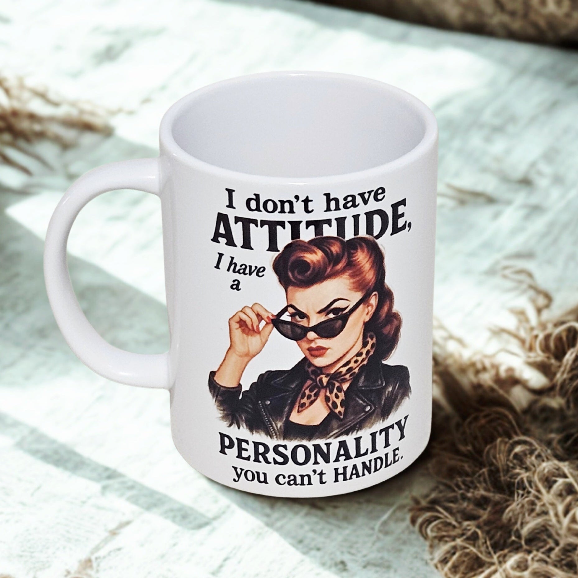 Sarcastic retro girl 15oz coffee mug new