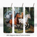 Wild horses forest 20oz stainless steel insulated tumbler drinkware travel cup water bottle