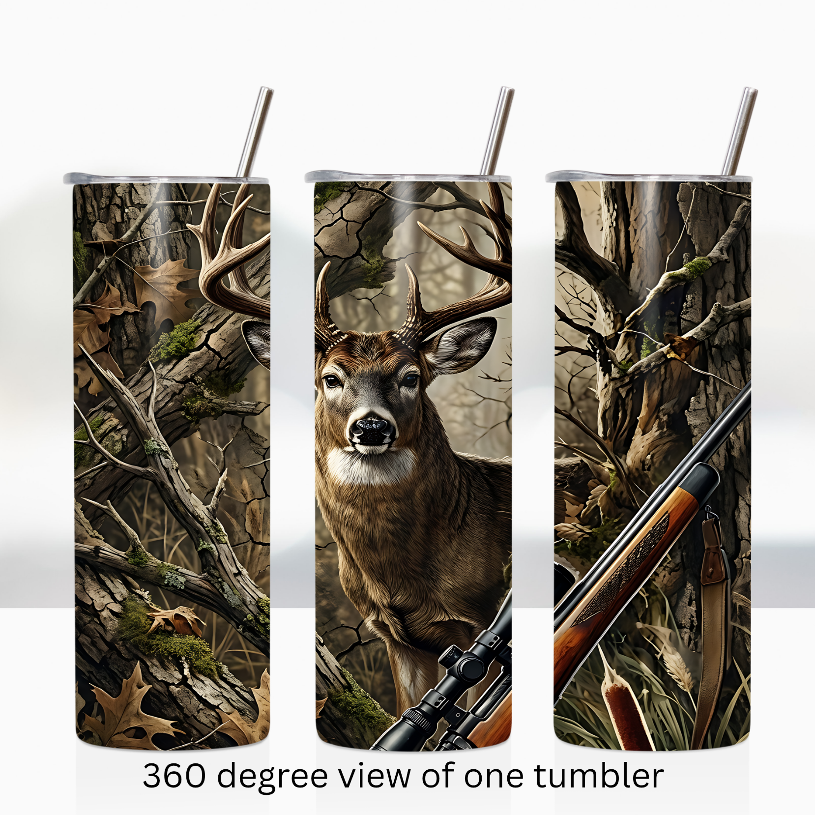 Hunting deer camouflage 20oz stainless steel insulated tumbler drinkware