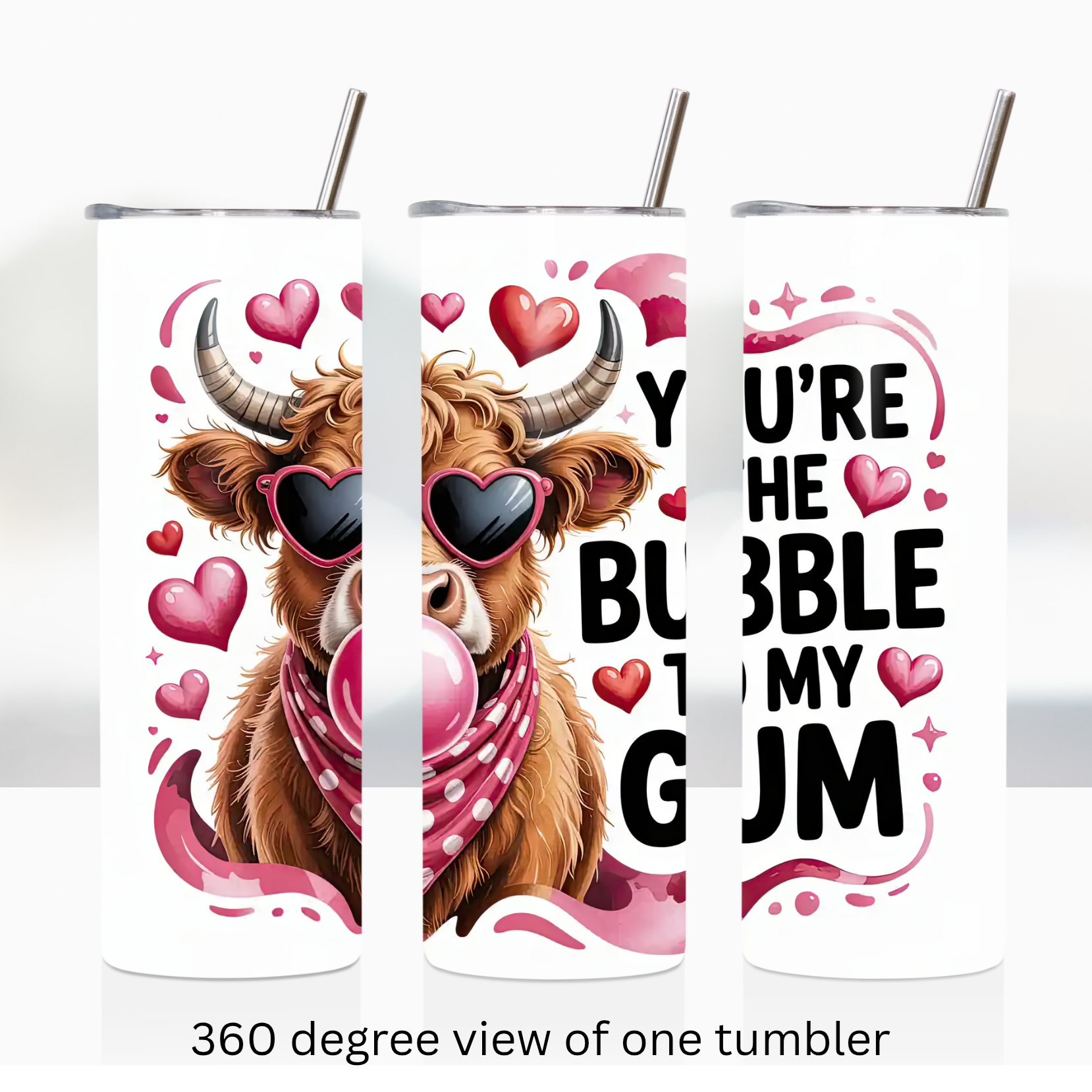 Highland cow love 20oz stainless steel insulated tumbler drinkware valentine