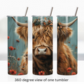 Highland cow floral spring 20oz stainless steel insulated tumbler drinkware