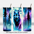 Mystical wolf moon northern lights 20oz stainless steel insulated tumbler drinkware