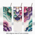 Floral mandala 20oz stainless steel insulated tumbler drinkware