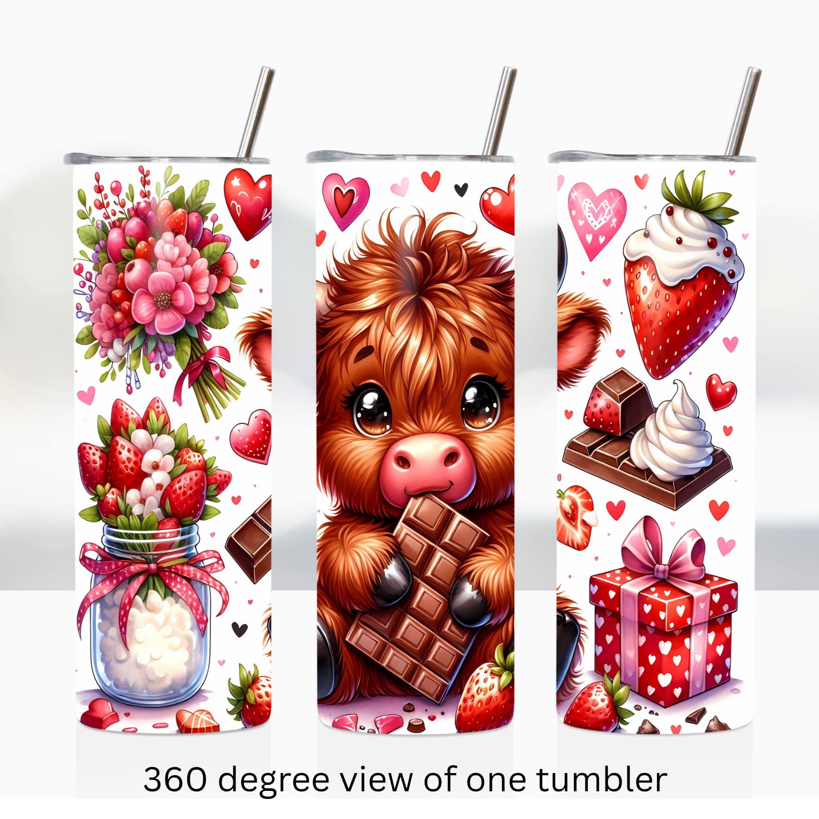 Highland cow love 20oz stainless steel insulated tumbler drinkware valentine