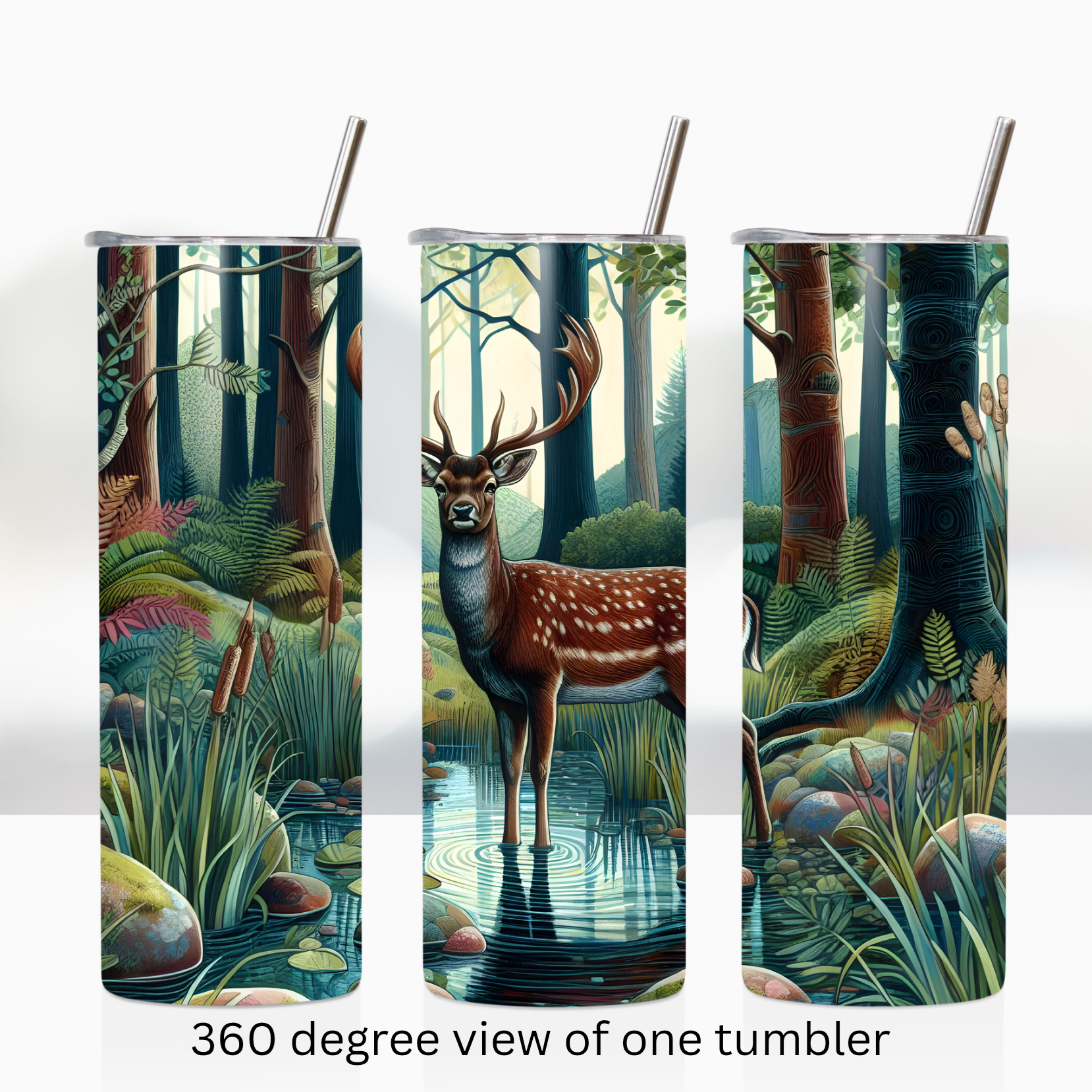 Woodland forest deer 20oz stainless steel insulated tumbler drinkware
