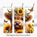 Highland cow sunflower 20oz stainless steel insulated tumbler drinkware
