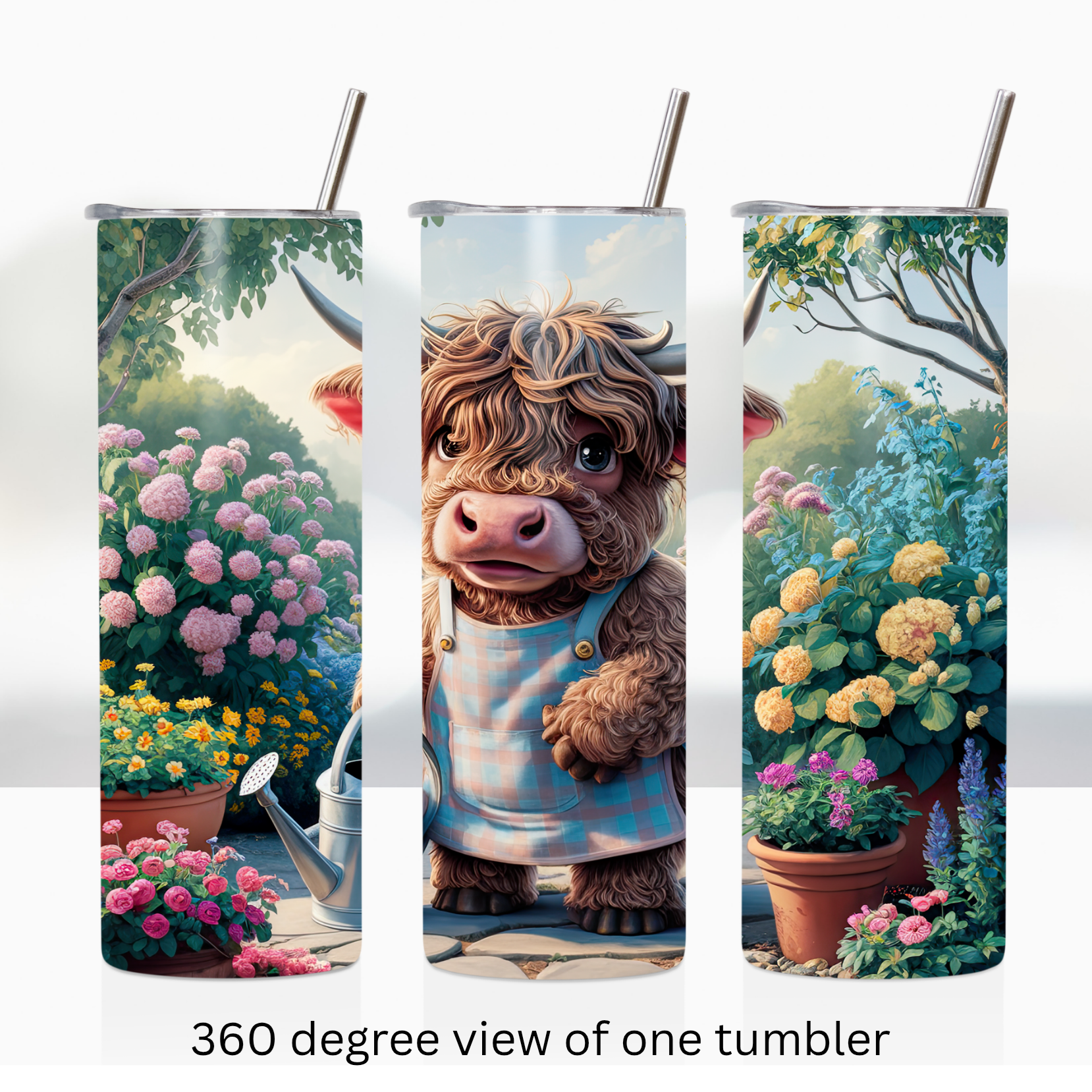 Highland cow gardening 20oz stainless steel insulated tumbler drinkware